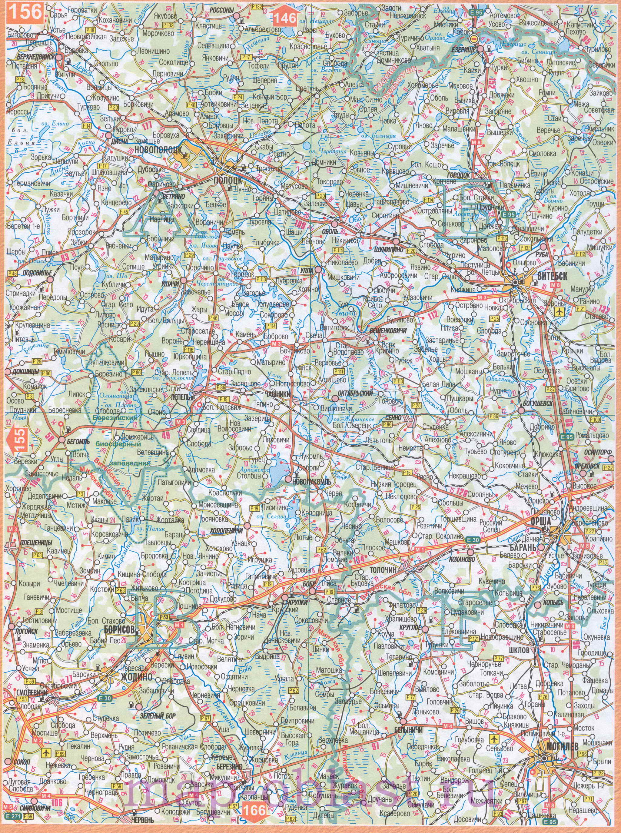 Карта границы Россия Белоруссия. Карта автодорог Россия Беларусь, A1 - 