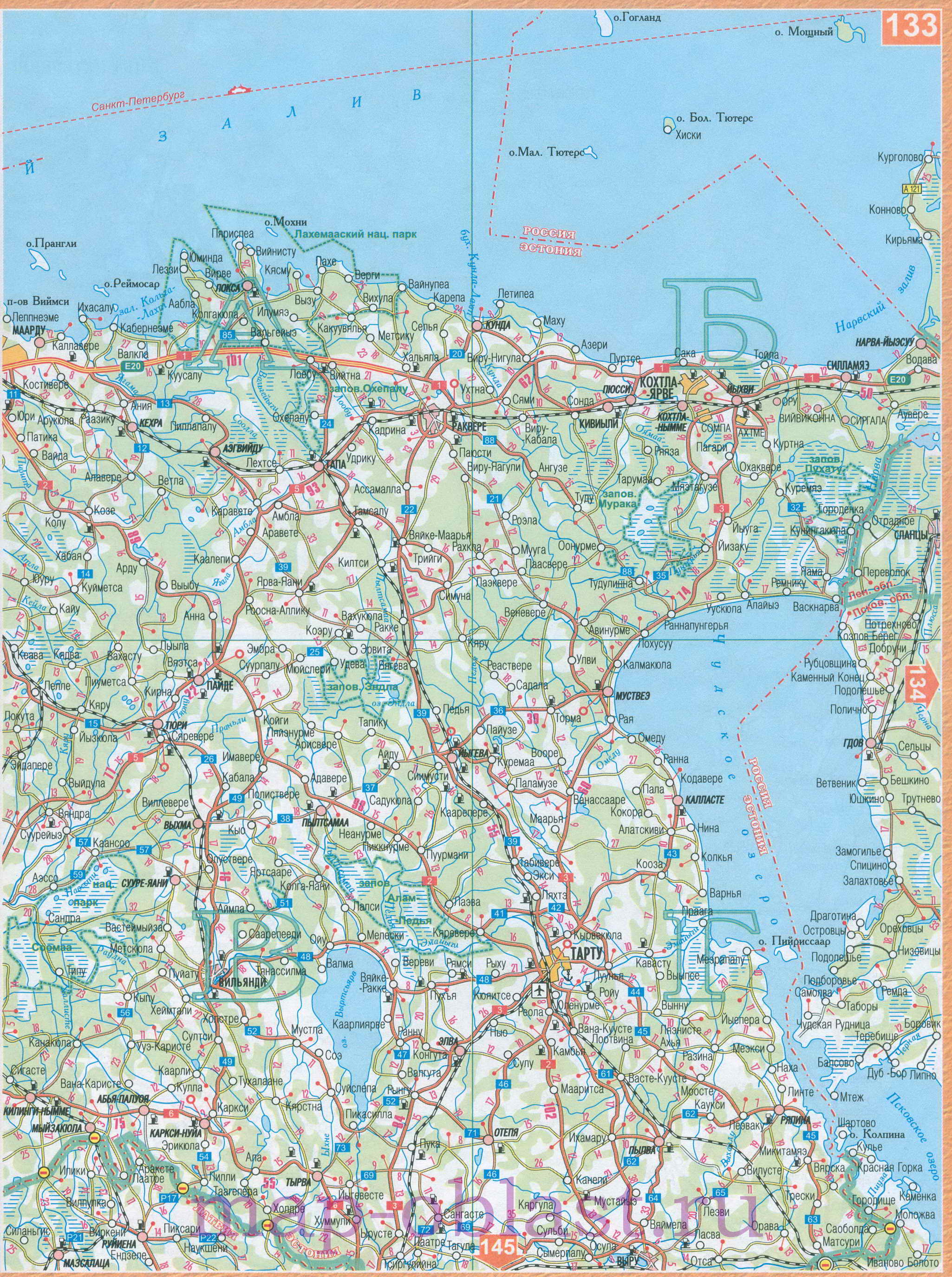 Карта границы Россия Эстония. Автодороги Россия Эстония, A0 - 