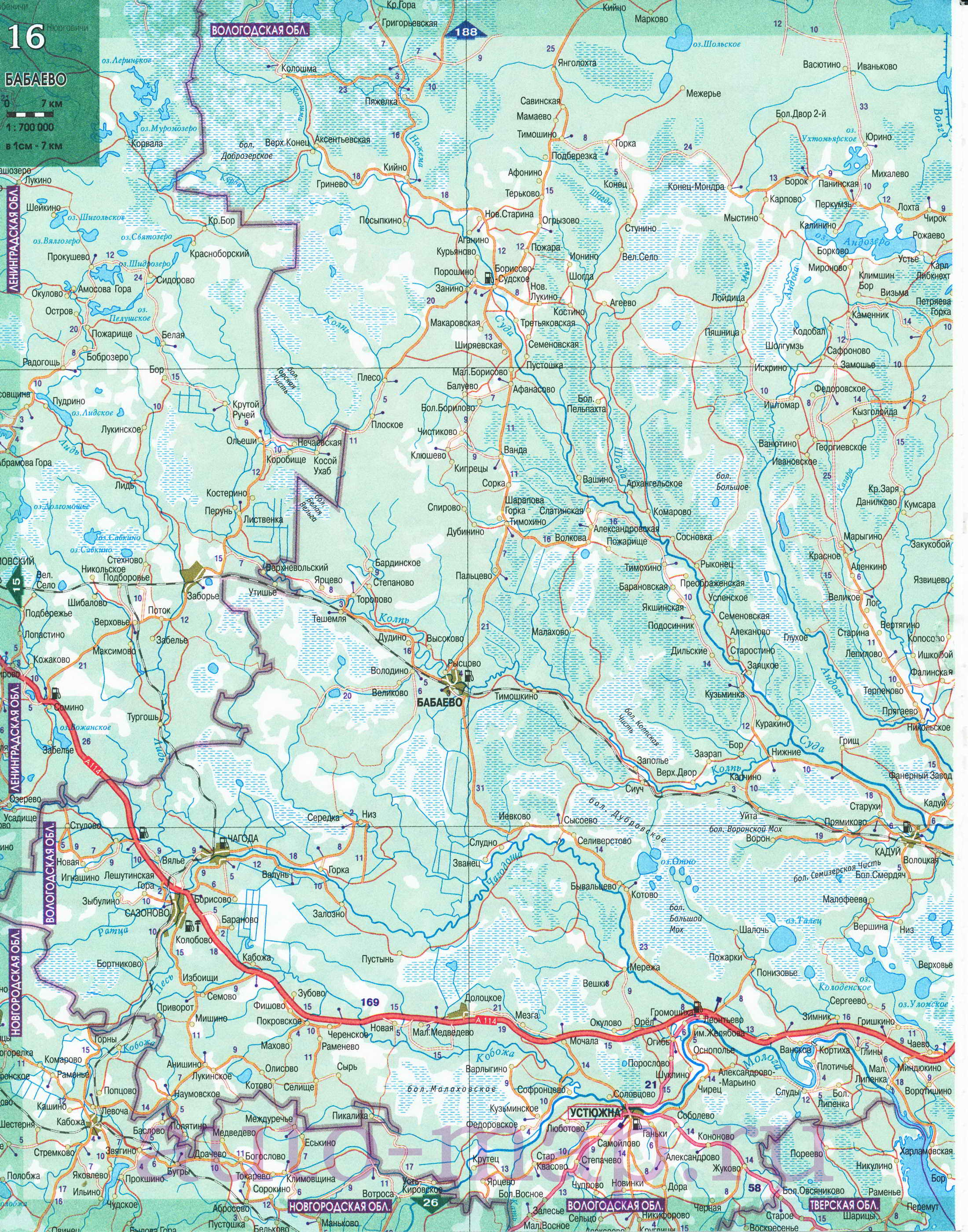 Карта Северо-Западного региона России. Подробная крупномасштабная карта автодорог Северо-Запада России, E0 - 